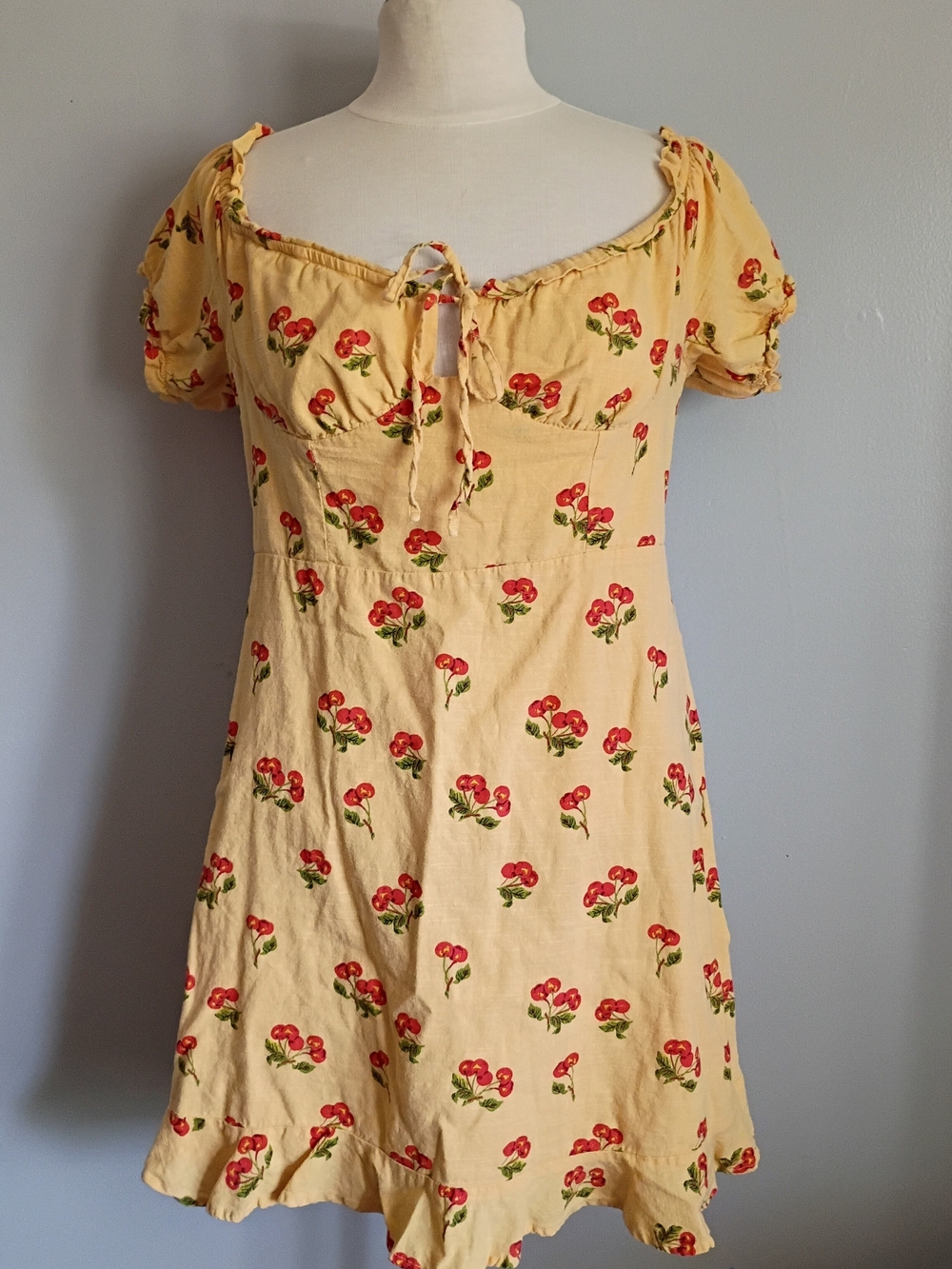 Urban Outfitters Cherry Print Smocked Mini Dress XL